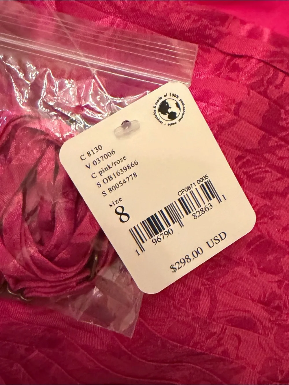 NWT Free People Make An Entrance Strapless Rosette Maxi Dress Fuchsia Size 8